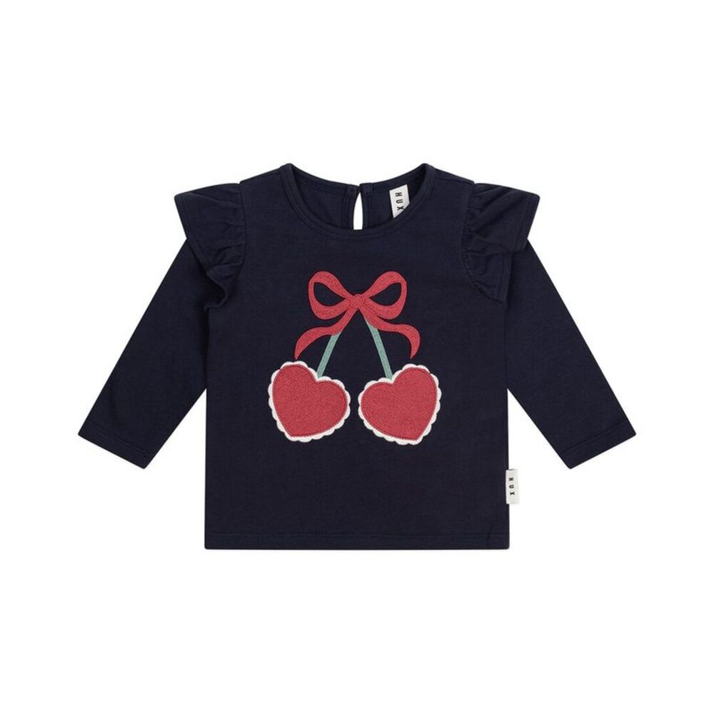 Huxbaby Girls  Cherry Heart Frill Top, Blue